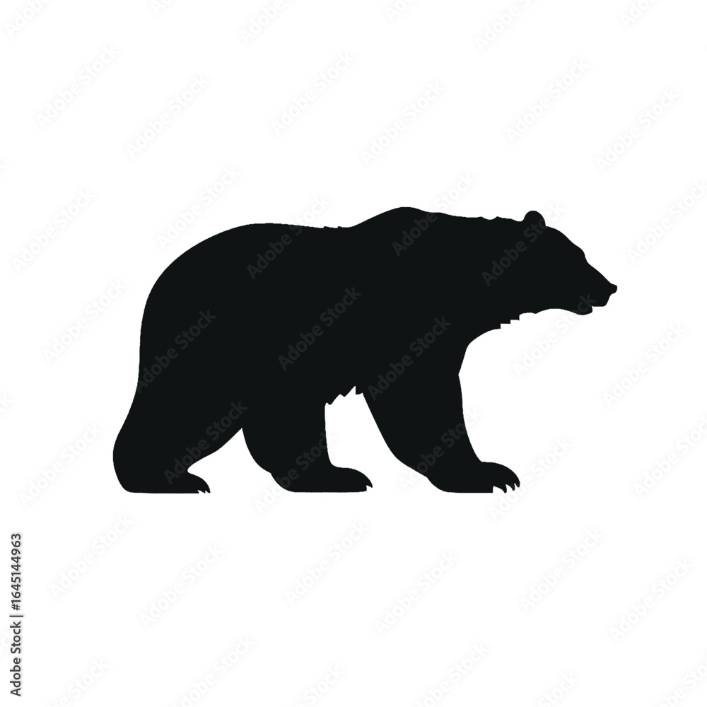 Fototapeta premium Black silhouette, tattoo of a bear on white background. Vector.