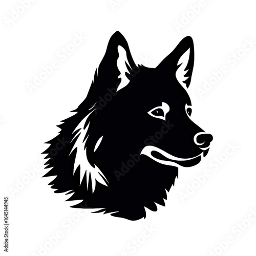 Black silhouette, tattoo of a wolf on white background. Vector.