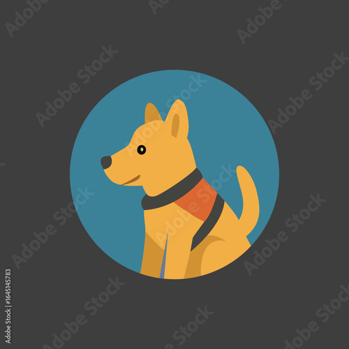 Guide Dog Vector Icon – Service Animal for Visually Impaired Assistance in Flat Design
