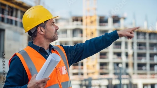 Wallpaper Mural Construction Site Supervisor Inspecting Building Project Torontodigital.ca