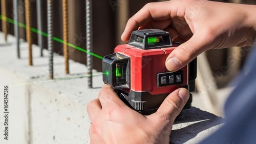 Wallpaper Mural Construction Worker Using a Laser Level for Precise Measurements Torontodigital.ca
