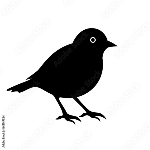 Black silhouette, tattoo of a bird on white isolated background. Vector.