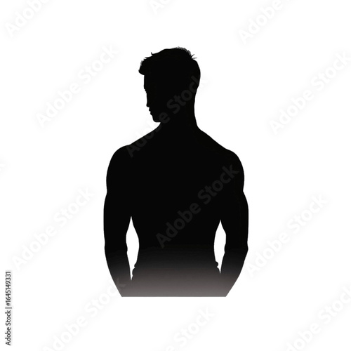 Black silhouette, tattoo of a man backwards on white isolated background. Vector.