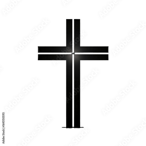 Black silhouette, tattoo of a crucifix on white isolated background. Vector.
