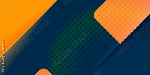 Modern abstract business background in orange and navy with layered digital patterns