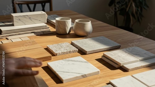 Wallpaper Mural Interior Design Material Samples: Marble, Wood, and Ceramic Torontodigital.ca