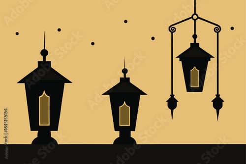 minimalist lantern background  vector style  glowi