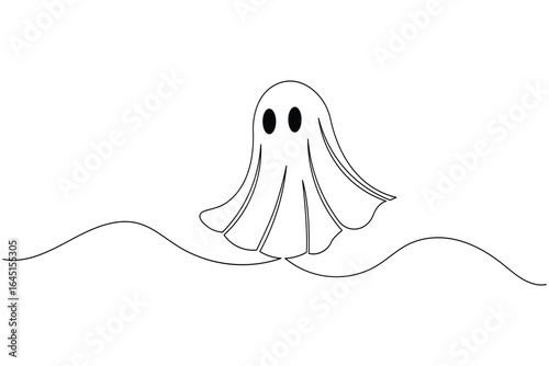 Halloween ghost continuous one line drawing minimalist isolate outline vector illustration white background