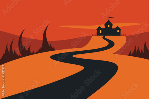 minimalist eerie path background  vector style  wi