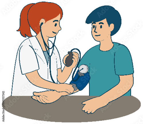 Doctor Checking Patient's Blood Pressure Illustration