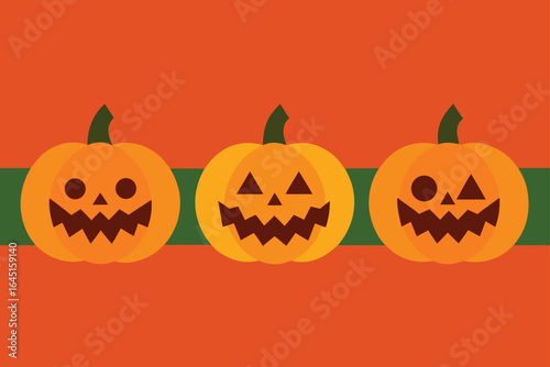halloween pumpkin border vector  flat style  seam