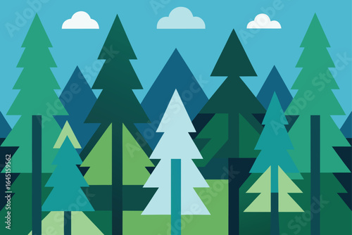 abstract forest pattern  clean shapes  vector sty
