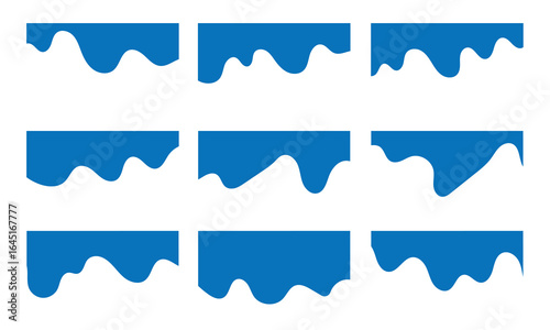 Dividers Shapes for Website Pictogram Set. Curve Lines, Drop abstract design separator header and border for website and app. Different borders for website, banner, app, poster, background in eps 10.
