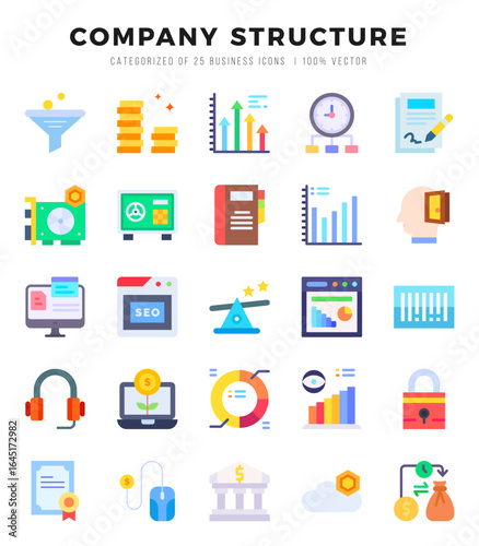 Set of Company Structure icons. Vector Illustration.