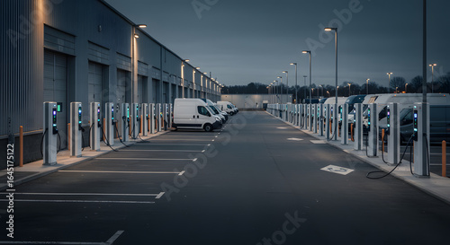Electric Vehicle Charging Hub for Commercial Fleet Vans at a Modern Logistics Center