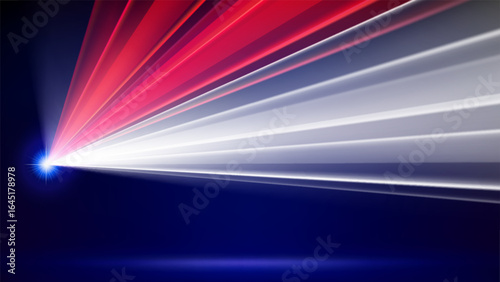 Laser flag of indonesia. Laser show on dark blue background. State patriotic banner. Multicolor template of banner, poster for national holiday of indonesia. Place for text. Copy space. Vector