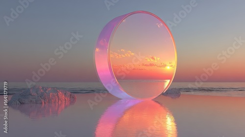 Sunset through a glowing archway