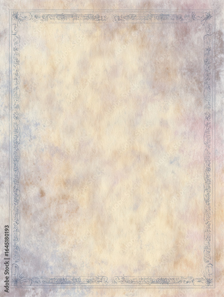 Fototapeta premium Antique Paper with Ornamental Border: A vintage parchment paper adorned with an intricate, elegant border, evoking the timeless charm of antiquity. The soft.