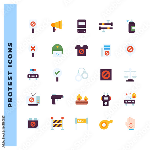 25 Protest Flat icon pack. vector illustration.