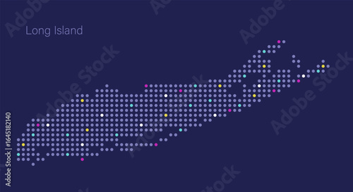Long Island, NY dotter illuminated map.