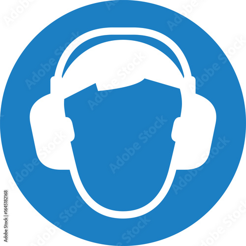ISO 7010 M003 Wear ear protection Pictogram. Obligation sign pictogram. Safety Headphones Icon for Hearing Protection.
