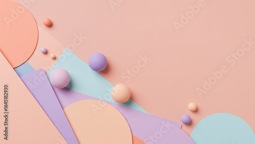 Pastel Geometric Abstract Background with 3D Spheres Minimalist Design for Branding and Marketing