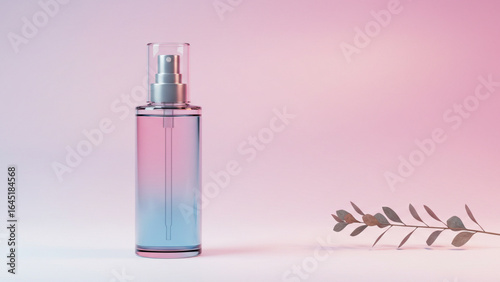 Elegant Perfume Bottle Mockup Pastel Pink and Blue Gradient Design