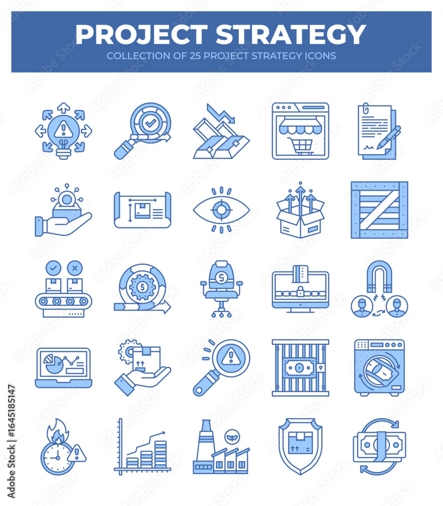 Project Strategy Icons. 25 Essential Icons for Business Planning