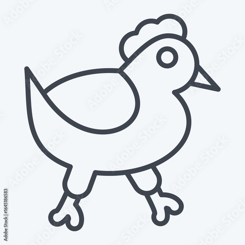 Icon Chicken. related to BBQ symbol. line style. design editable
