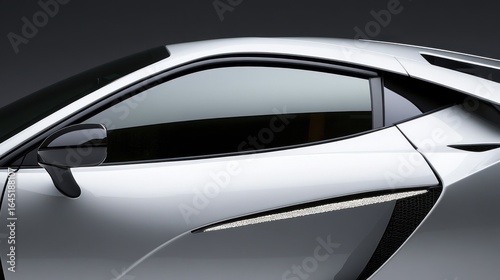 Close-up of a silver sports car side