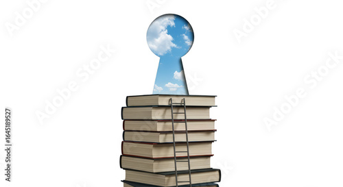 Books Keyhole Ladder To Sky Education Concept
