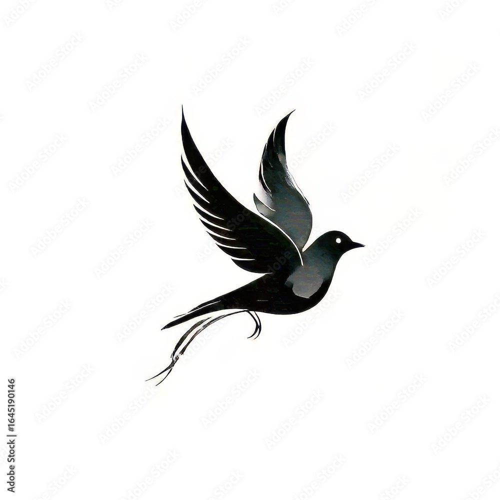 Fototapeta premium swooping bird silhouette logo minimalist style isolated on white background
