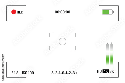 Camera viewfinder. Viewfinder camera recording. Video screen