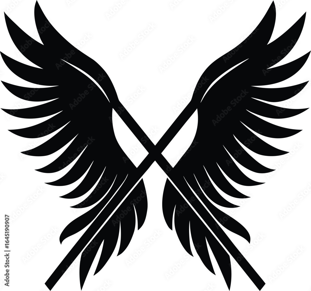 Obraz premium angel wings cross on the white background.eps