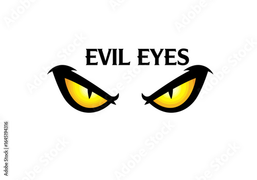 Stylized Evil Eyes Graphic with Sharp Black Outline and Yellow Iris