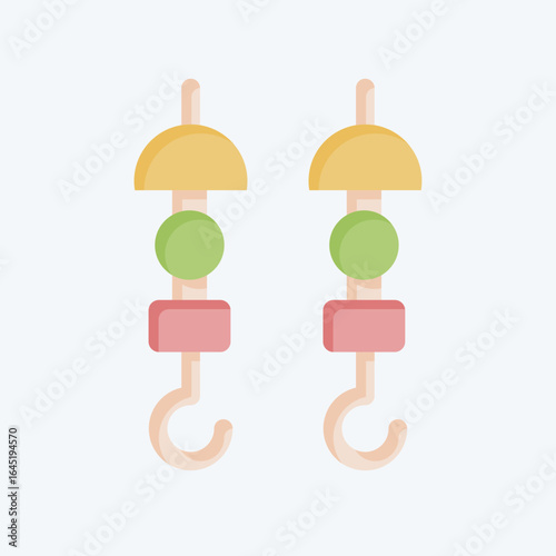 Icon Skewers. related to BBQ symbol. flat style. design editable