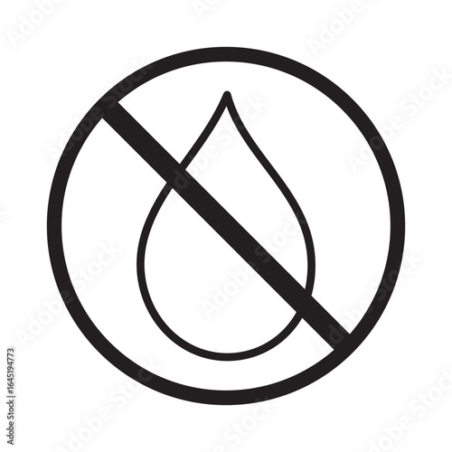 No water drop line style icon. Liquids are prohibited. Not a waterproof characteristic symbol. Adjustable stroke width. 
