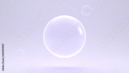 Elegant translucent spheres floating in a serene pastel atmosphere create a calming minimalistic