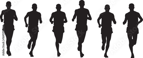 Marathon Runner Men Silhouette Set