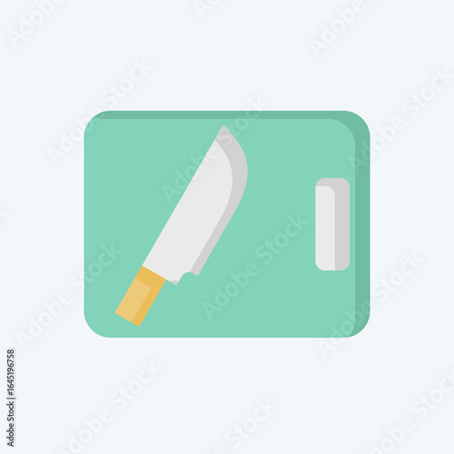 Icon Knife & Chopping Board. related to BBQ symbol. flat style. design editable