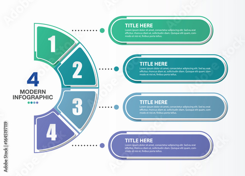 Business infographic 4 process design with number.