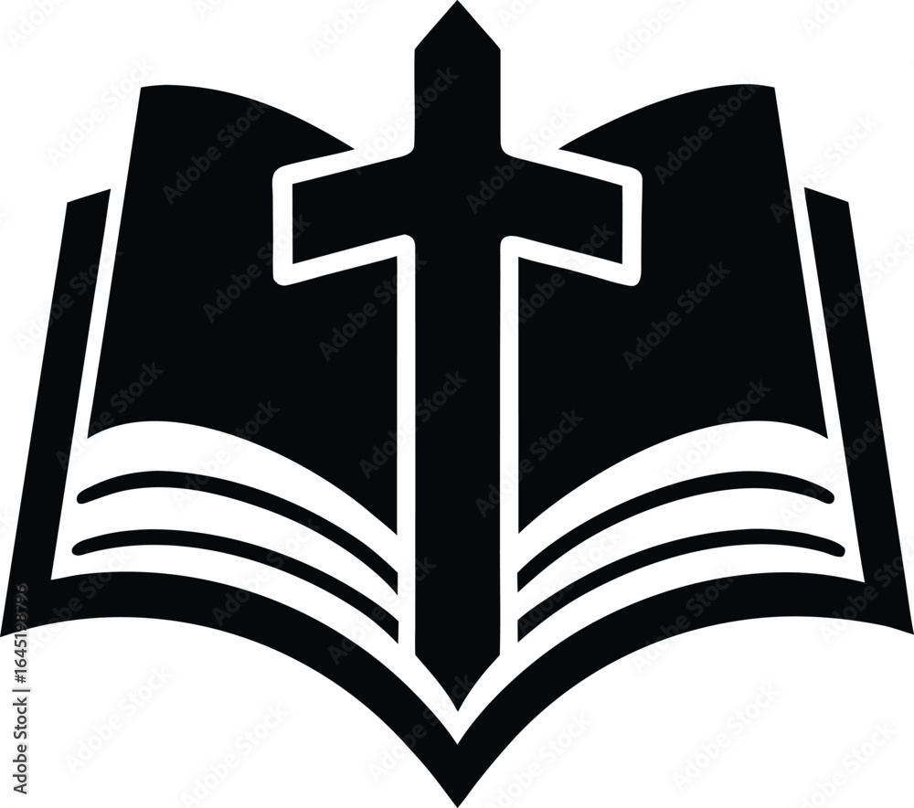 cross on open bible on the white background.eps cross on open bible on the white background.eps