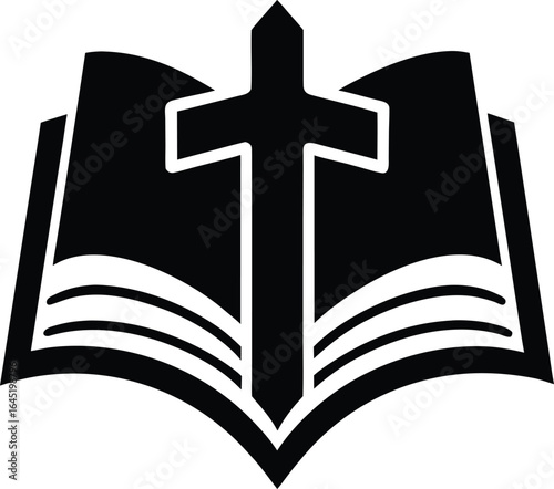 cross on open bible on the white background.eps
