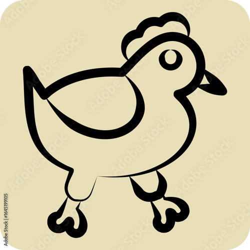 Icon Chicken. related to BBQ symbol. hand drawn style. design editable