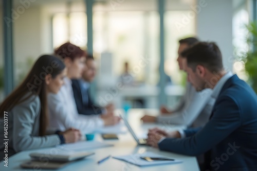 Professional Business Team Attending Meeting in Bright Modern Office