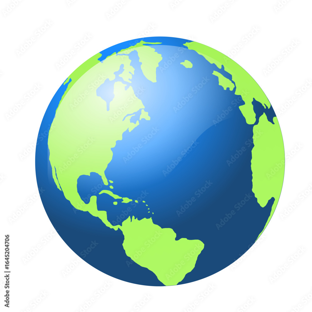 Fototapeta premium Stylized Globe Illustration North and South America View - Educational Resource for Geography and Global Studies