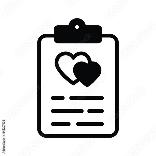 A solid style icon denoting wedding vows paper