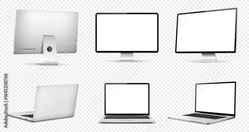 Computer screen mockup, laptop computer mockup different angles views.