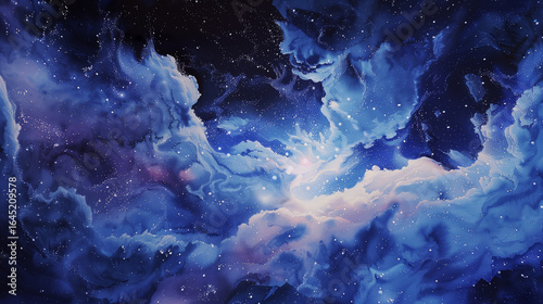 A cosmic storm painted in delicate watercolor pastels