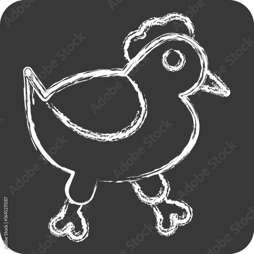 Icon Chicken. related to BBQ symbol. chalk Style. design editable